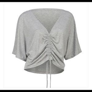 Grey vneck scrunch top